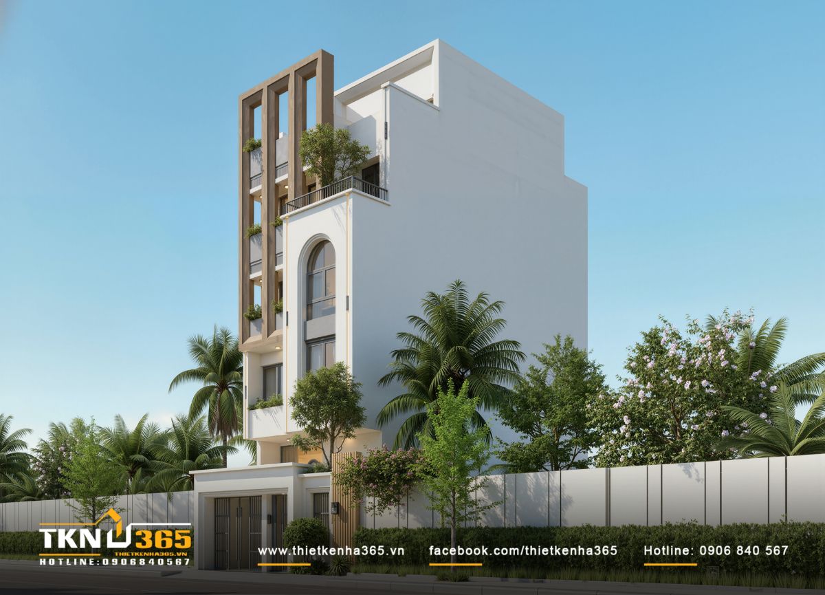 Sự kết hợp giữa mảng đặc v&agrave; khoảng rỗng gi&uacute;p c&ocirc;ng tr&igrave;nh nh&agrave; phố 6 tầng tho&aacute;ng v&agrave; nhẹ hơn