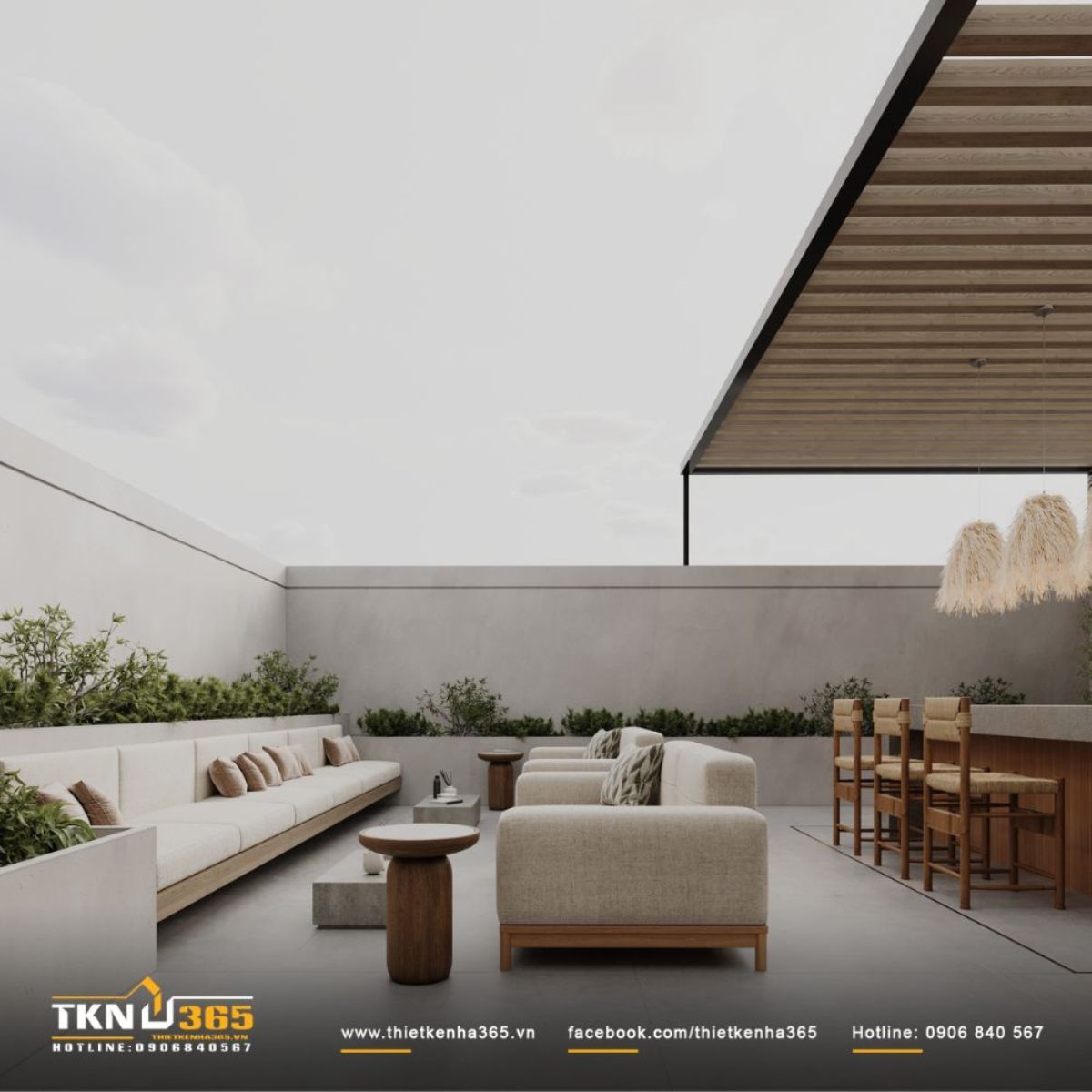 S&acirc;n thượng trong nh&agrave; phố m&aacute;i bằng được tận dụng l&agrave;m kh&ocirc;ng gian thư gi&atilde;n thoải m&aacute;i