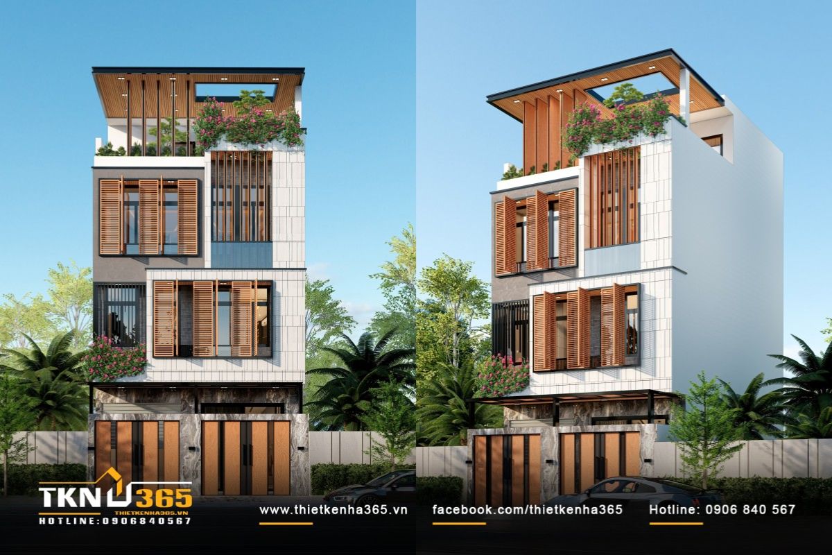 Nh&agrave; phố m&aacute;i bằng ưu ti&ecirc;n sử dụng lam chắn nắng để l&agrave;m m&aacute;t cho kh&ocirc;ng gian sống b&ecirc;n trong