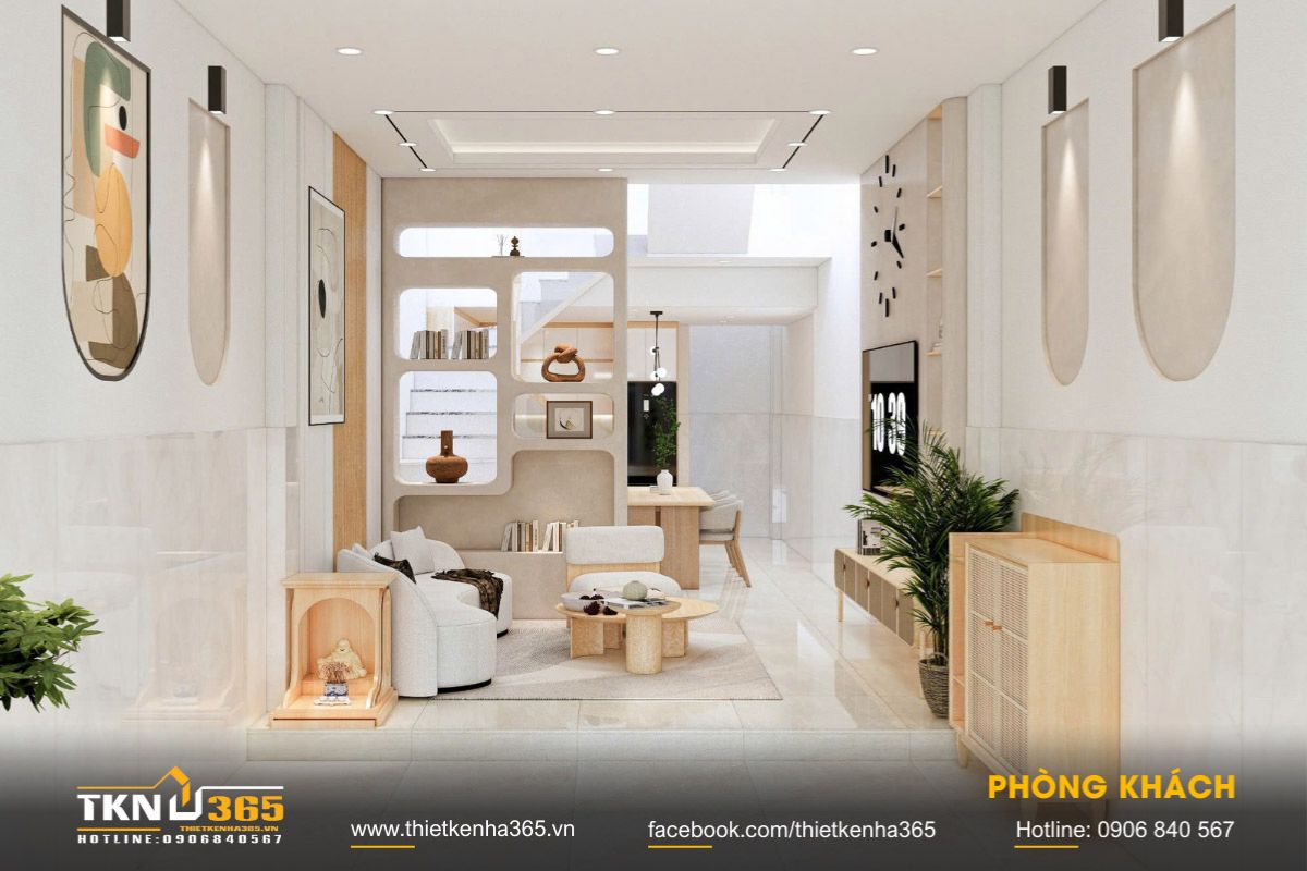 Thiết kế nhà phố 4 tầng 5x20m hạn chế sử dụng vách ngăn để tối ưu diện tích