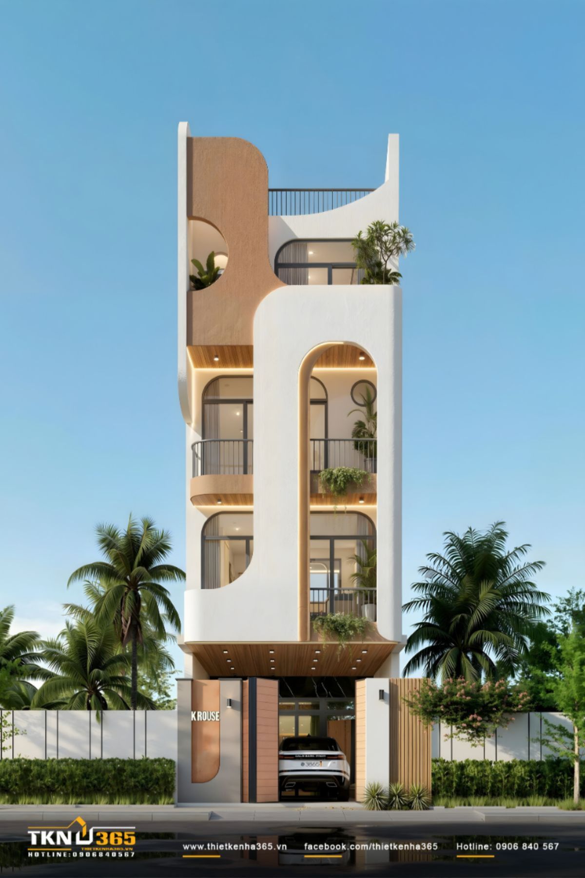 Nhà phố 4 tầng mặt tiền 5m, chiều sâu 20m tạo điều kiện thuận lợi để tổ chức mặt bằng trước - sau rõ ràng