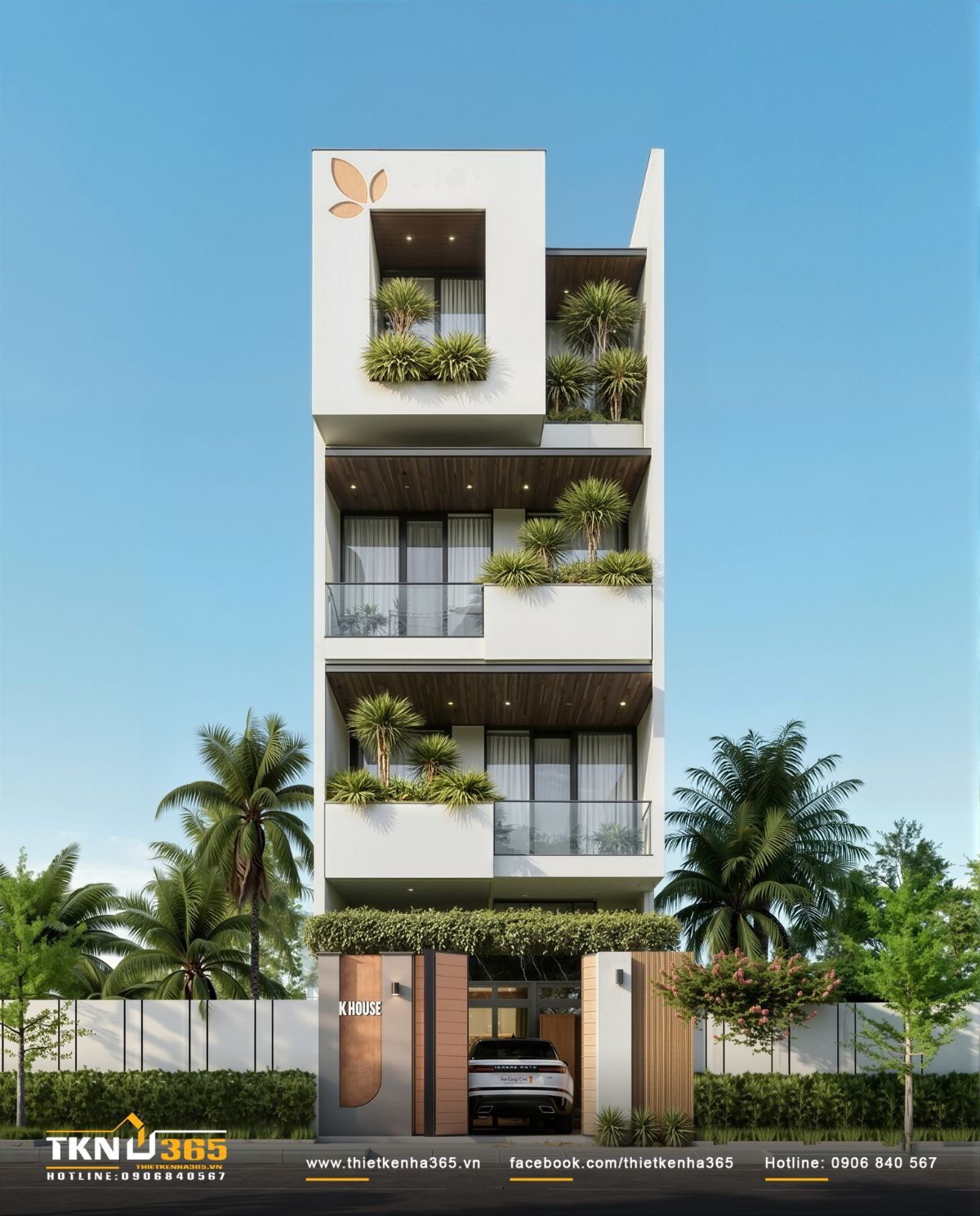 Mẫu thiết kế nhà 5x20m 4 tầng hiện đại sở hữu hình khối đơn giản, vuông vức