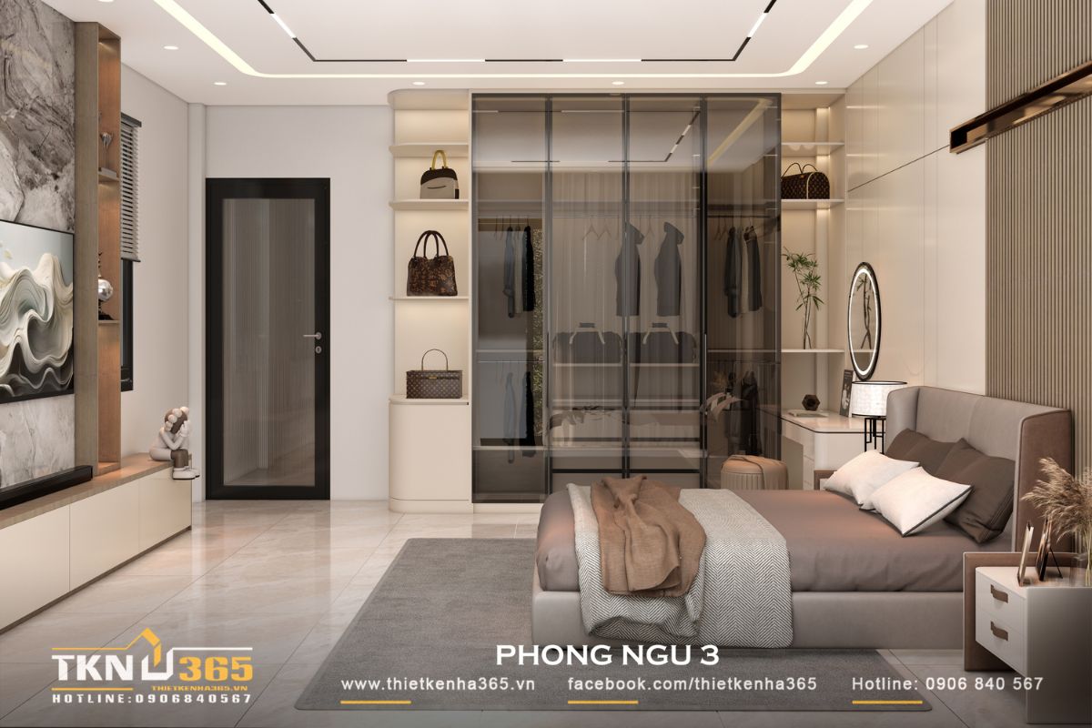 Thiết kế nội thất nhà phố 1 trệt 1 lầu: Lời giải cho không gian vừa ở vừa kinh doanh 25 Các mảng tường phẳng kết hợp gỗ ốp và chi tiết trang trí tối giản tạo nên nền không gian liền mạch