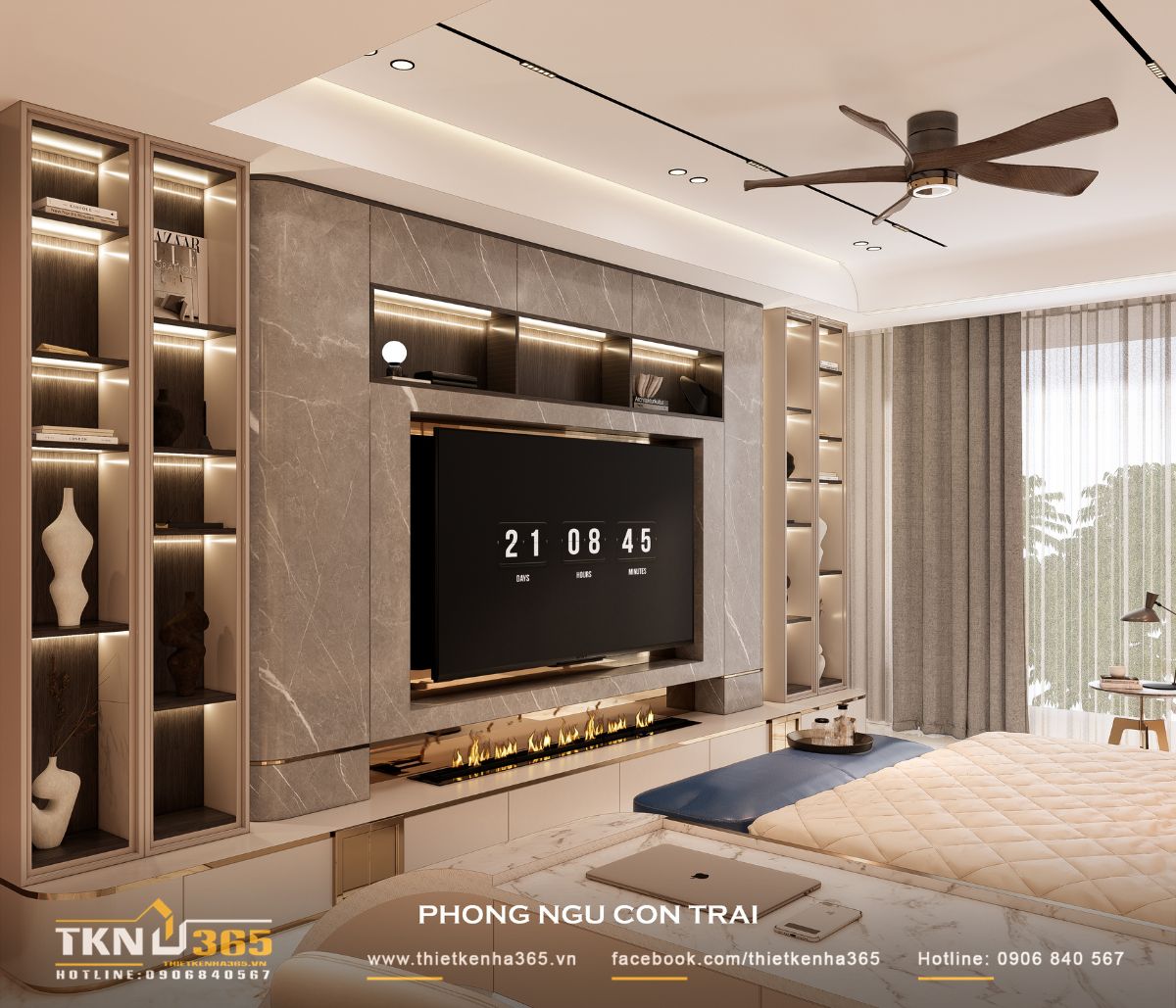 Thiết kế nội thất nhà phố 5 tầng sang trọng tại quận 7: Mỗi tầng là một thế giới riêng 16 Phòng ngủ nhận được nhiều ánh sáng tự nhiên thông qua hệ rèm cửa hai lớp