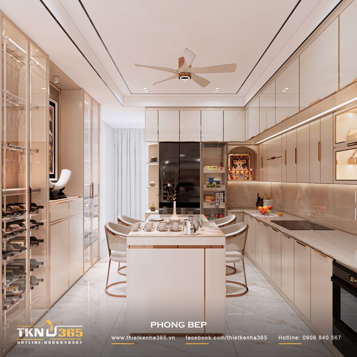 Thiết kế nội thất nhà phố 5 tầng sang trọng tại quận 7: Mỗi tầng là một thế giới riêng 20 Đường cong được thể hiện rõ trong thiết kế bếp, tạo cảm giác mềm mại và liền mạch