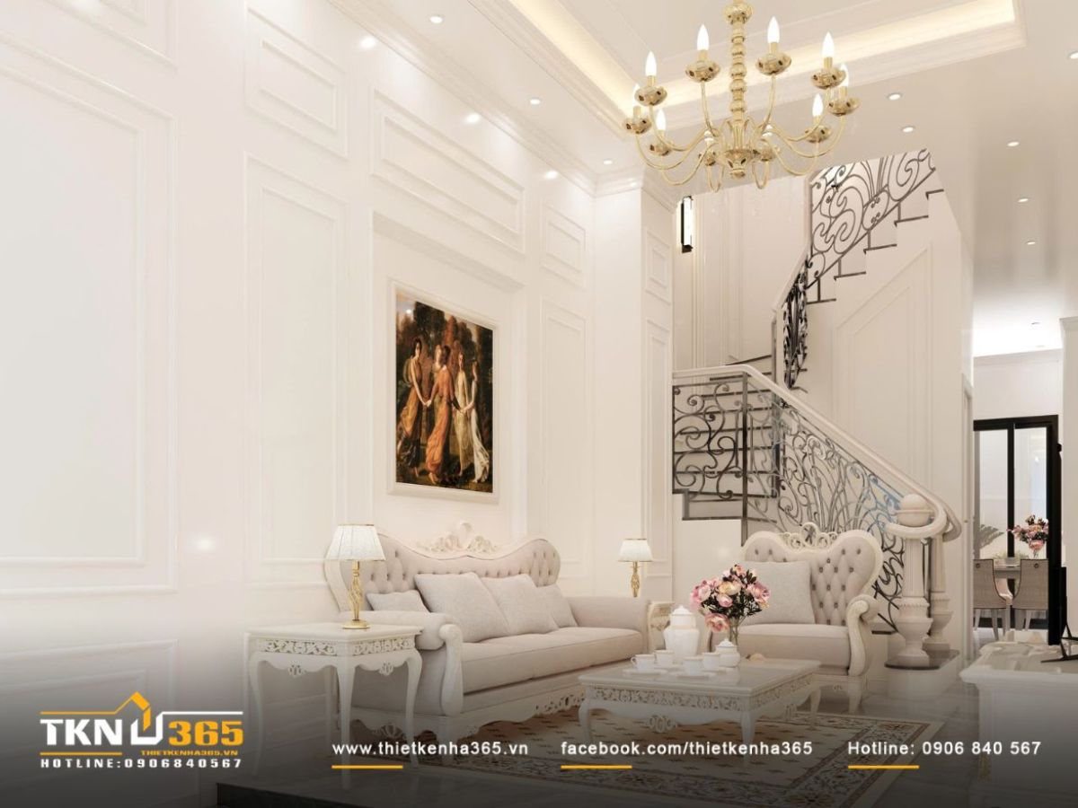 Cầu thang lệch tâm đảm bảo khả năng kết nối giữa các tầng, phù hợp với nhà phố mặt tiền 4 - 6m