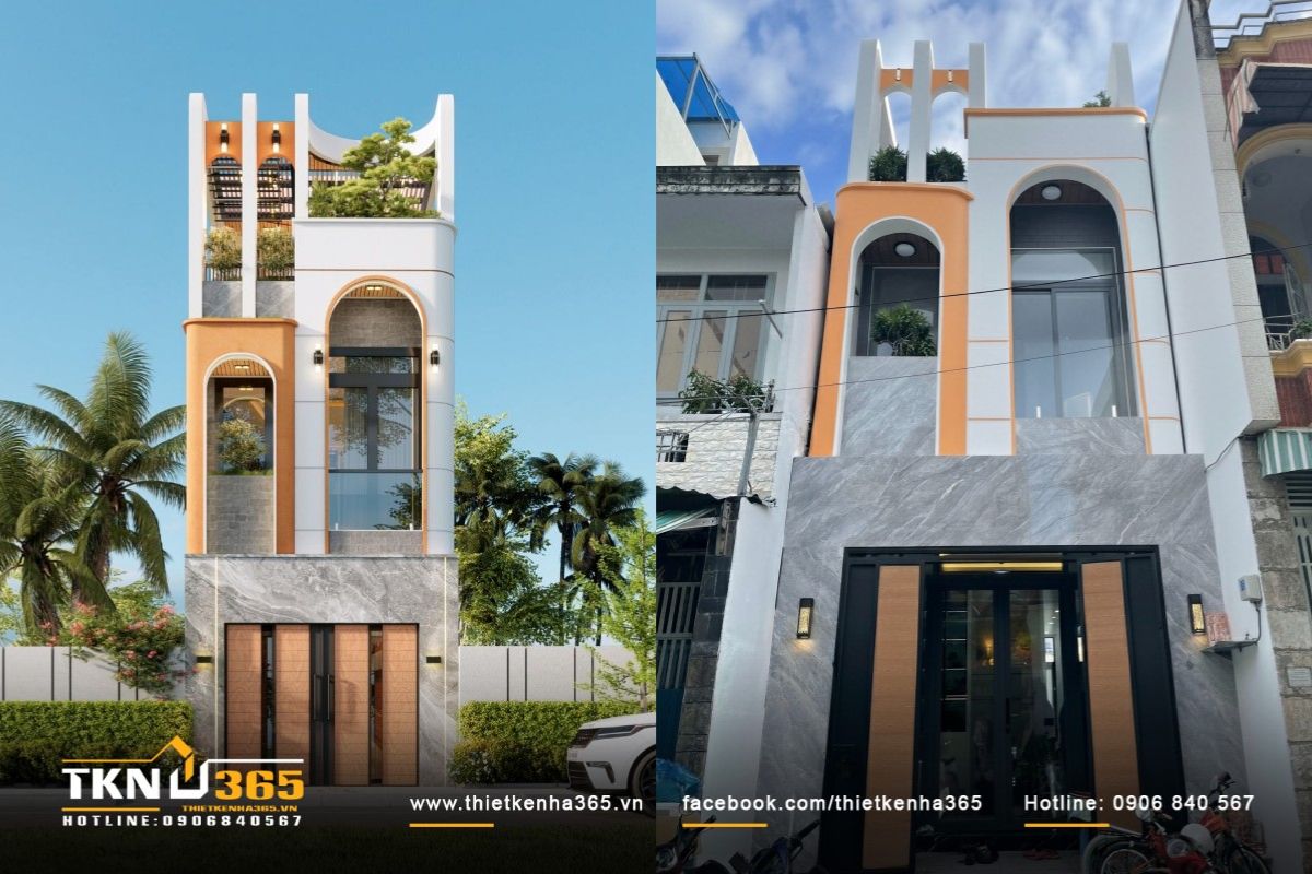 Nhà phố 3 tầng ở quận Bình Tân thiết kế hiện đại, tập trung vào khả năng thông gió và lấy sáng tự nhiên