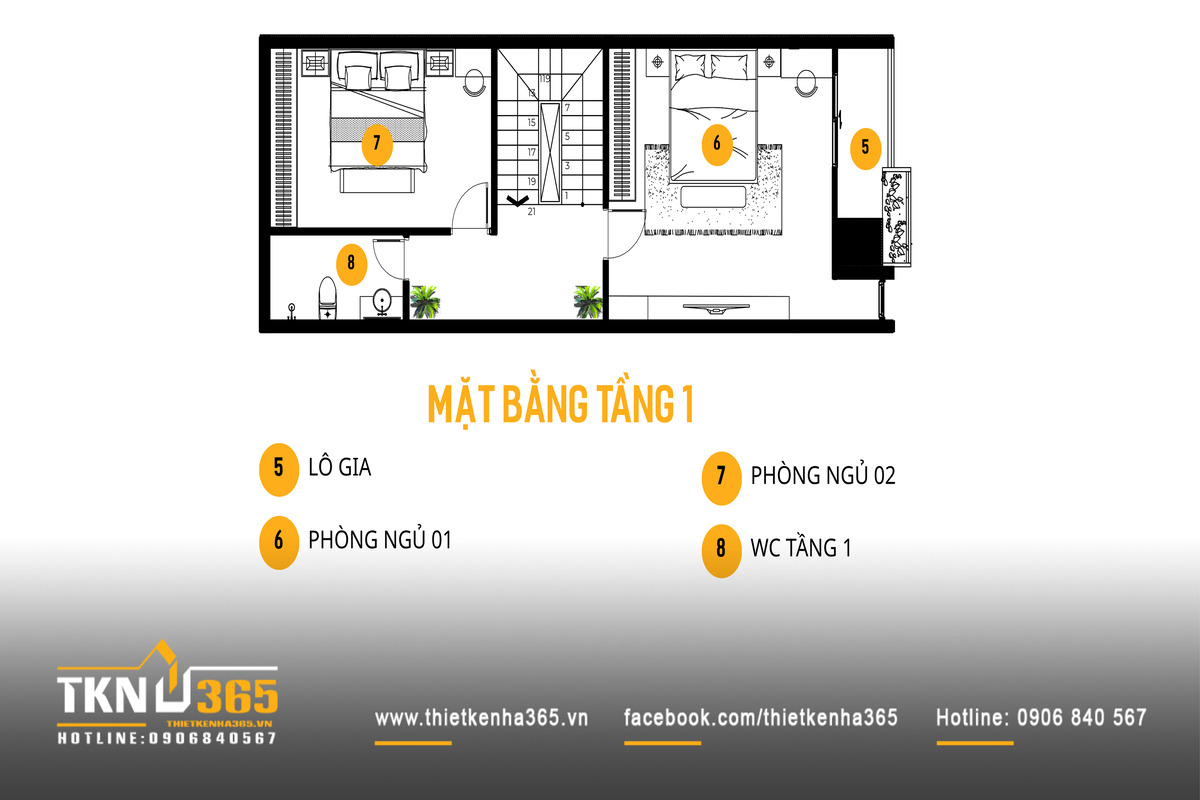 Nhà phố 3 tầng mang theo cảm giác thân thuộc trong từng lớp không gian đầy hơi thở thiên nhiên 6 Hai phòng ngủ tại tầng một của nhà phố 3 tầng bố trí tách về hai phía cầu thang để giữ sự riêng tư nhưng vẫn đảm bảo thông gió và ánh sáng tự nhiên