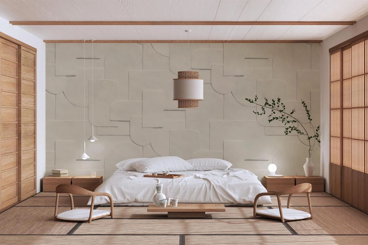Phong Cách Japandi Là Gì? Đặc Trưng, Cách Thiết Kế & Ứng Dụng Trong Nội Thất 20 Thiết kế phòng ngủ phong cách Japandi mang lại cảm giác tĩnh và thư giãn nhờ vật liệu tự nhiên (Ảnh: Sưu tầm)