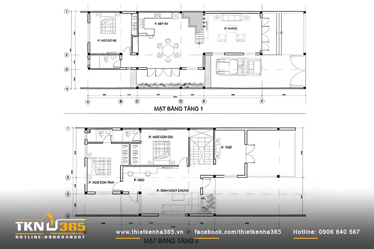 35+ Mẫu Nhà 1 Trệt 1 Lầu 6x14 Đẹp, Hiện Đại Và Tối Ưu Công Năng 2026 12 Bản vẽ mặt bằng mẫu nhà 1 trệt 1 lầu 6x14 đẹp với layout 3 phòng ngủ