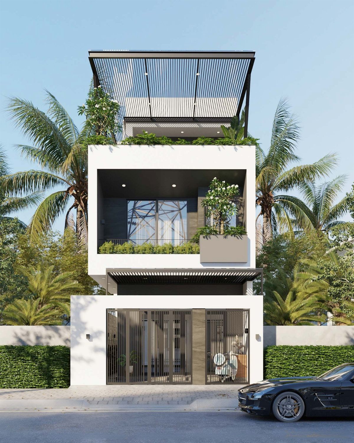 45+ Mẫu Nhà 1 Trệt 1 Lửng 1 Lầu 4x16 Đẹp, Hiện Đại Và Tối Ưu Không Gian 2026 6 Mẫu nhà 1 trệt 1 lửng 1 lầu 4x16 có sân thượng rộng thoáng (Ảnh: Sưu tầm)