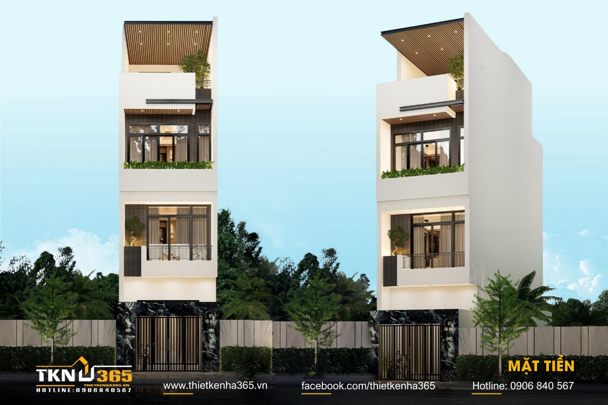 Mẫu nhà 1 trệt 2 lầu 3x12m phong cách hiện đại tối giản với gam màu trung tính chủ đạo