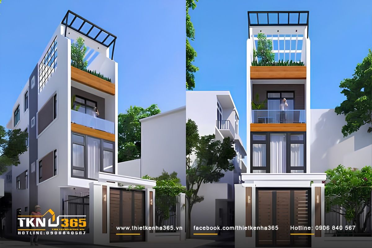 Mẫu nhà ngang 4m dài 12m với sân thượng được sử dụng linh hoạt, phục vụ nhiều chức năng khác nhau