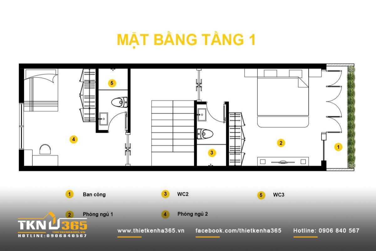 Bản vẽ mặt bằng lầu 1 mẫu thiết kế nhà 4x12