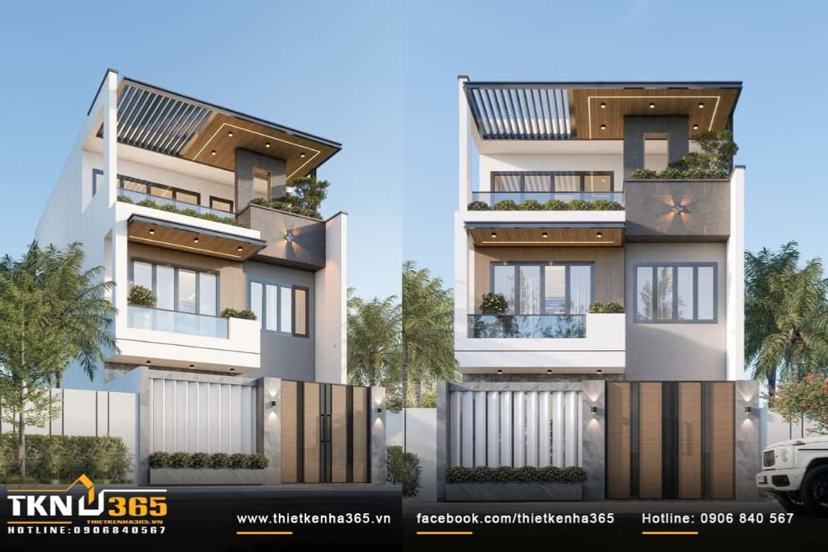 Mẫu thiết kế nhà 6x14 1 trệt 2 lầu với 4 phòng ngủ