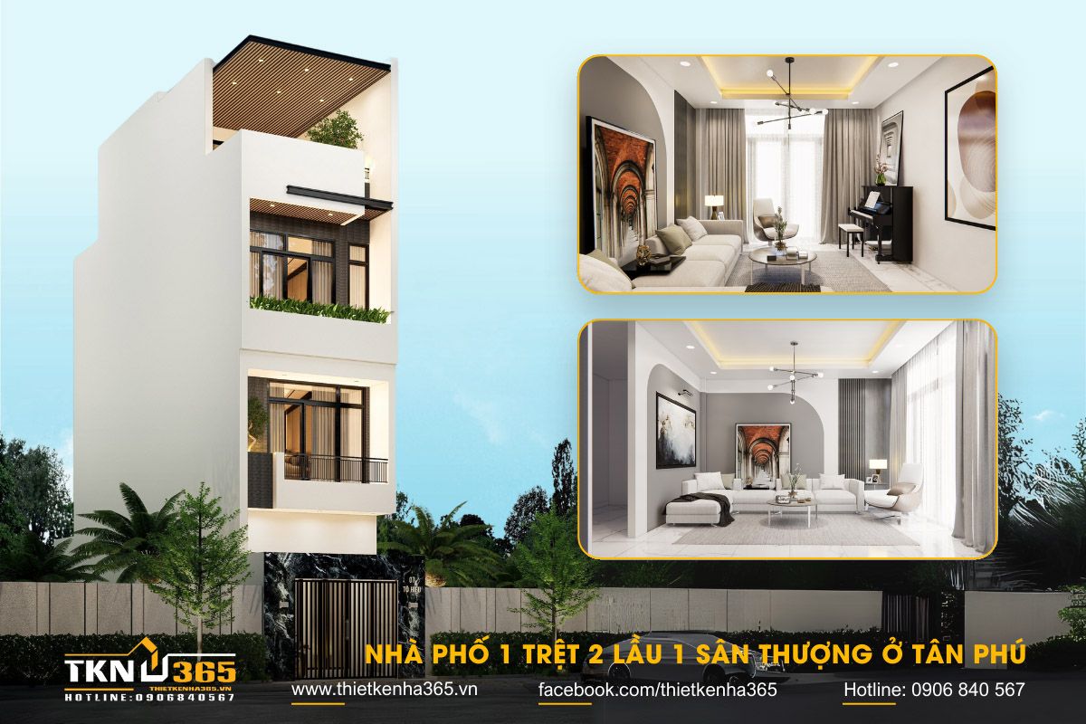 35+ Mẫu Nhà 1 Trệt 2 Lầu 4x12 Đẹp, Hiện Đại Và Tối Ưu Công Năng 2026 6 Mẫu nhà 48m2 3 tầng có sân thượng mang đến không gian thư giãn rộng thoáng cho gia đình