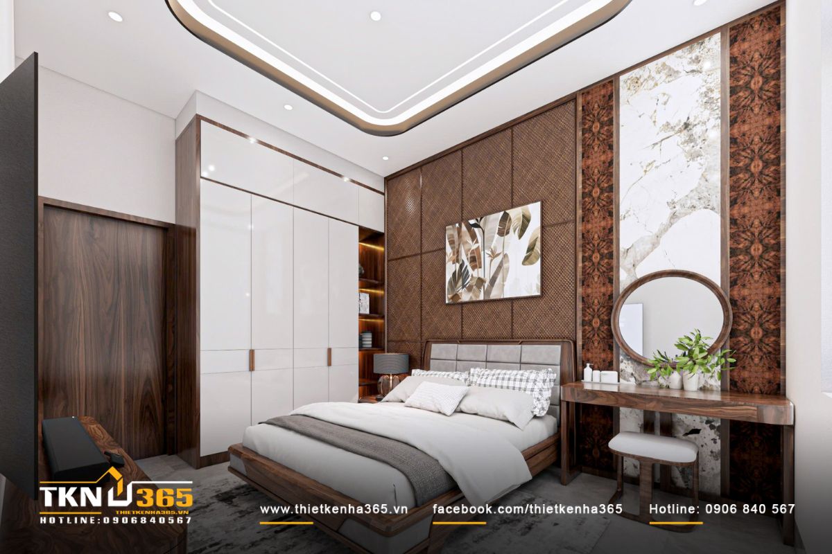 Thiết kế nội thất biệt thự vườn 1 tầng mái Thái ưu tiên sự gắn kết giữa các thế hệ 20 Khu bàn trang điểm nhỏ gọn đặt cạnh cửa sổ giúp tận dụng ánh sáng tự nhiên trong quá trình sử dụng