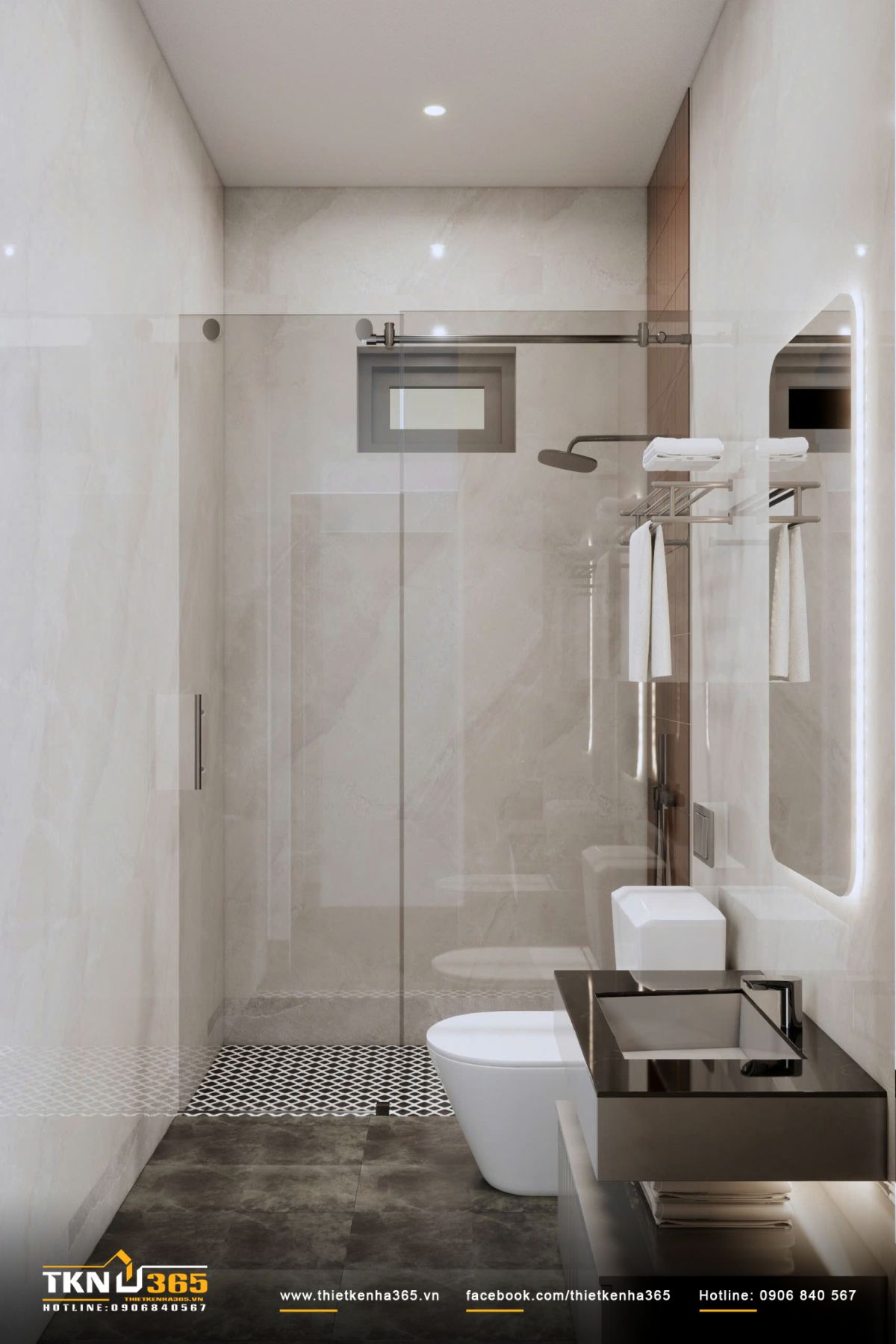 Thiết kế nội thất biệt thự vườn 1 tầng mái Thái ưu tiên sự gắn kết giữa các thế hệ 27 Thiết kế tối giản với ít chi tiết trang trí giúp khu vực WC dễ vệ sinh và thuận tiện trong quá trình sử dụng lâu dài
