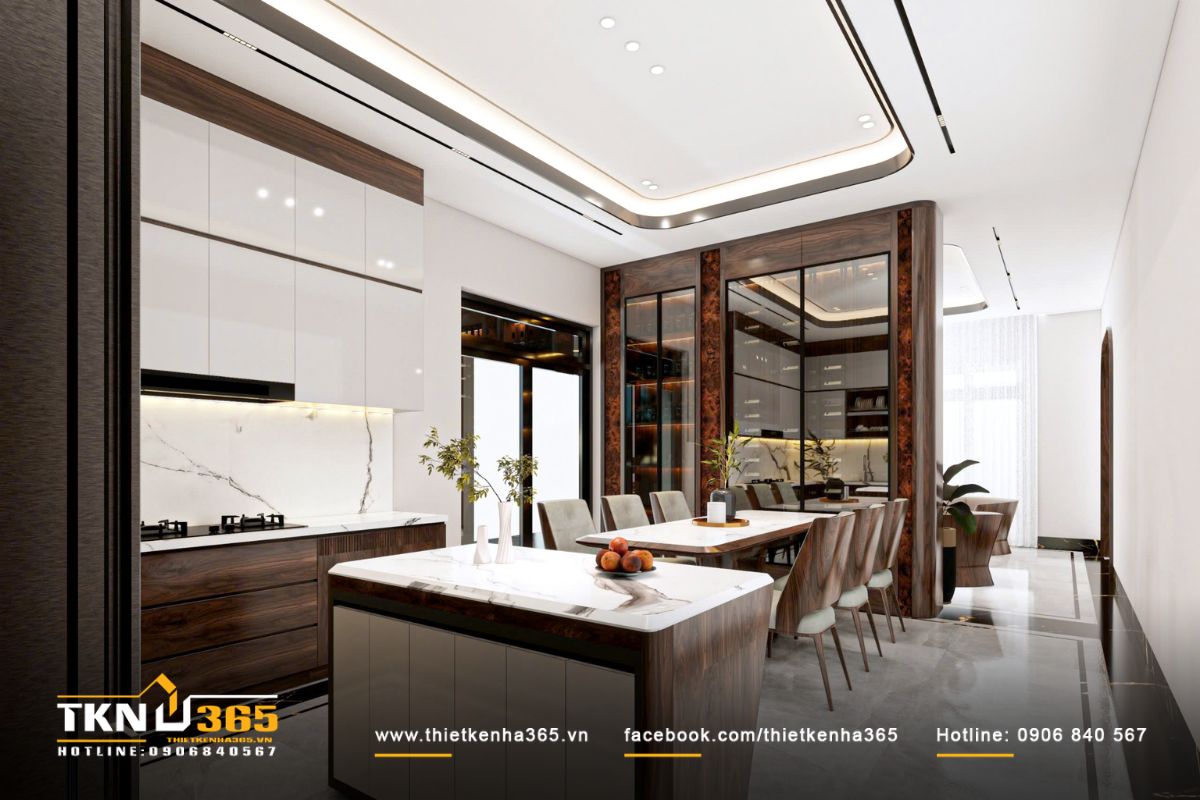 Thiết kế nội thất biệt thự vườn 1 tầng mái Thái ưu tiên sự gắn kết giữa các thế hệ 7 Thiết kế nội thất biệt thự vườn 1 tầng mái Thái kết nối liền mạch giữa các không gian sinh hoạt khách - bếp - ăn