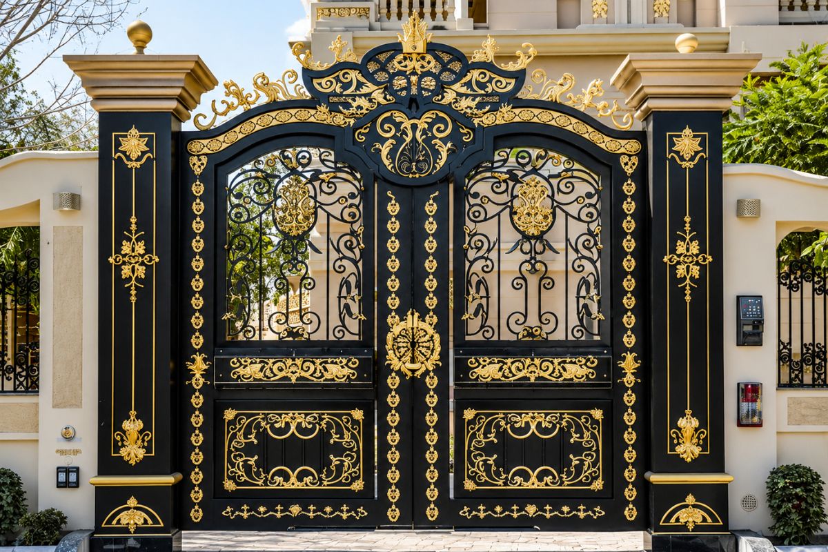 Mẫu cổng nhà đẹp cho biệt thự thiết kế với hoa văn tinh xảo, sắc nét (Ảnh: Sưu tầm)
