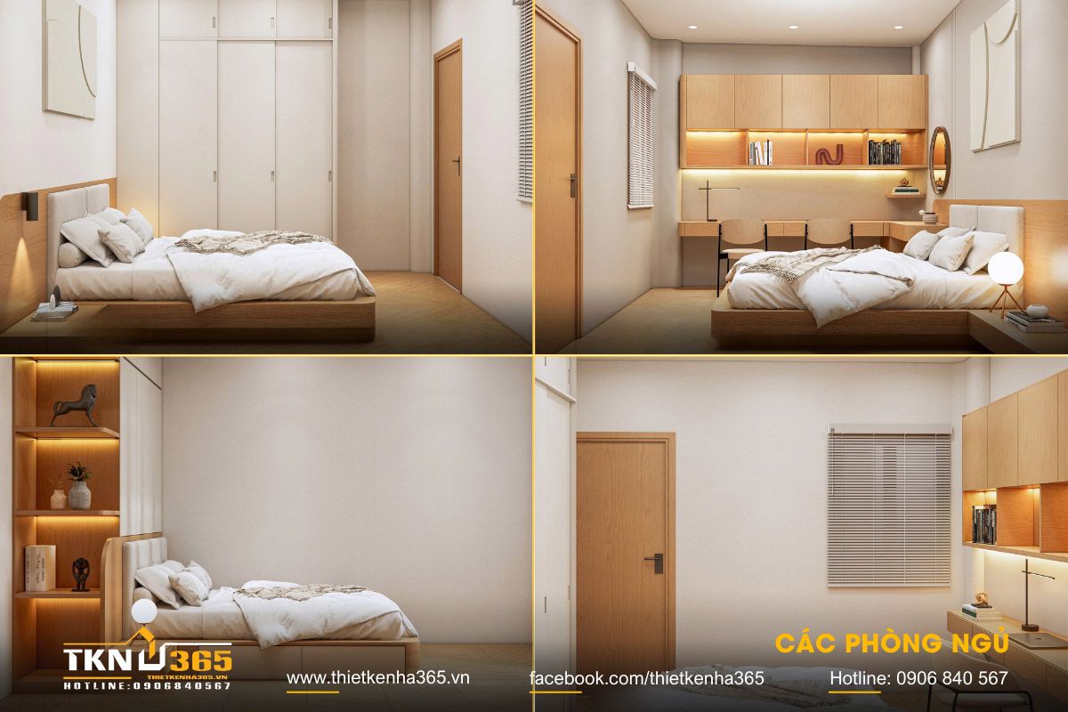 Bố trí công năng nhà 6x12 1 trệt 1 lầu với 4 phòng ngủ phù hợp với gia đình đông thành viên