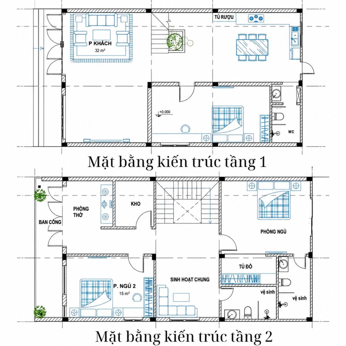 35+ Mẫu Nhà 1 Trệt 1 Lầu 7x12 Đẹp, Hiện Đại Kèm Bản Vẽ & Chi Phí 13 Bản vẽ mặt bằng mẫu nhà 1 trệt 1 lầu 7x12 đẹp với 3 phòng ngủ (Ảnh: Sưu tầm)
