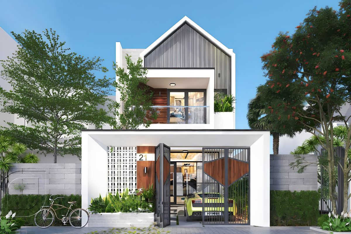 35+ Mẫu Nhà 1 Trệt 1 Lầu 7x12 Đẹp, Hiện Đại Kèm Bản Vẽ & Chi Phí 4 Thiết kế nhà 2 tầng 7x12 với gara ở tầng trệt không làm ảnh hưởng đến những không gian sinh hoạt khác (Ảnh: Sưu tầm)