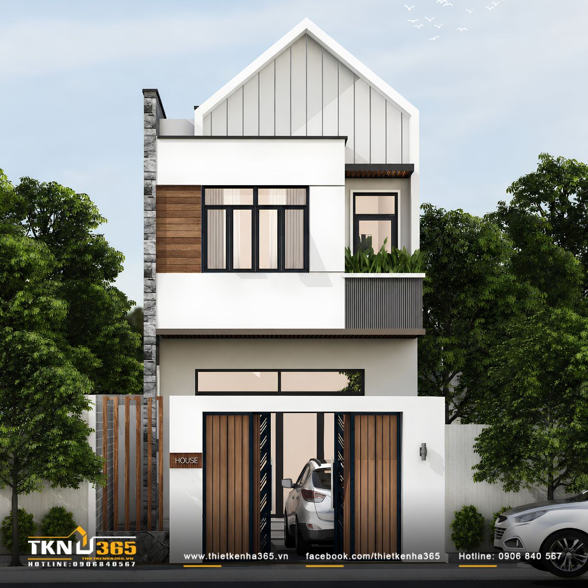35+ Mẫu Nhà 1 Trệt 1 Lầu 7x12 Đẹp, Hiện Đại Kèm Bản Vẽ & Chi Phí 9 Mẫu nhà 1 trệt 1 lầu có gara 7x12 bố trí ở tầng trệt