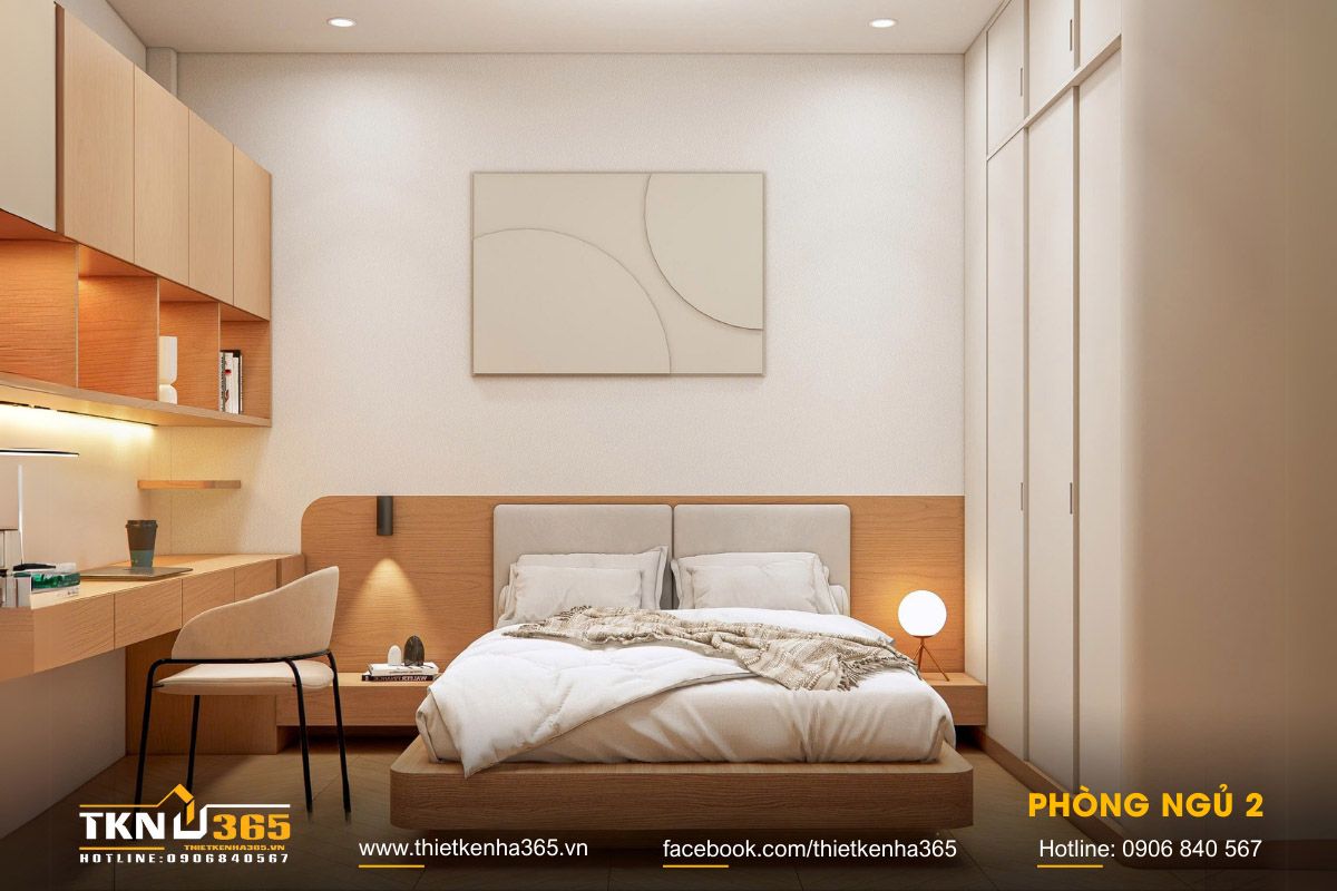 35+ Mẫu Nhà 1 Trệt 1 Lầu 7x15m Đẹp, Hiện Đại Và Tối Ưu Công Năng 15 Các phòng ngủ trong mẫu nhà 1 trệt 1 lầu 7x15m bố trí tách biệt với không gian sinh hoạt chung