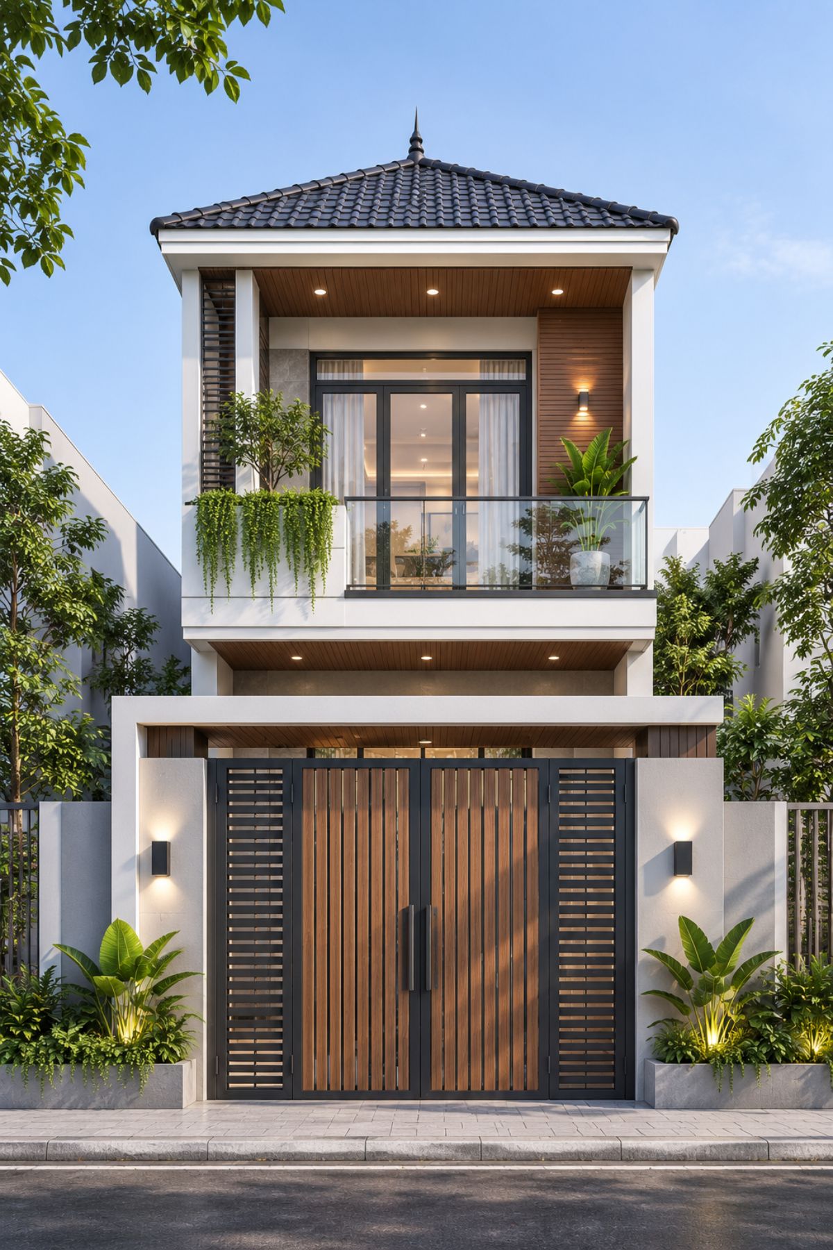 30+ Mẫu Thiết Kế Nhà 1 Trệt 1 Lầu 5x25m Đẹp, Hiện Đại Và Tối Ưu Công Năng 10 Mẫu nhà 2 tầng 5x25 đẹp thiết kế mái Nhật tăng khả năng chống nóng (Ảnh: Sưu tầm)