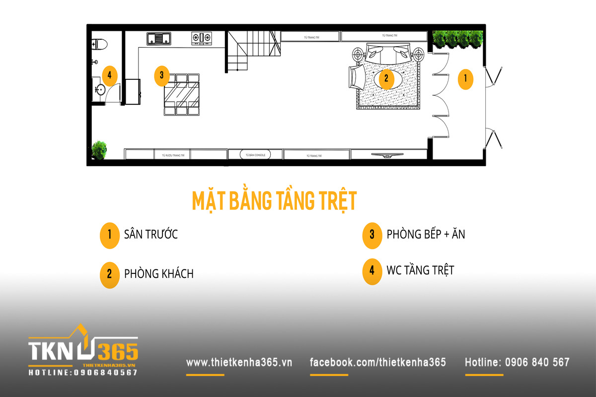 35+ Mẫu Thiết Kế Nhà 4x20 Đẹp, Hiện Đại Và Tối Ưu Công Năng 14 Nhà 80m2 đẹp phân chia mạch lạc không gian trước - giữa - sau