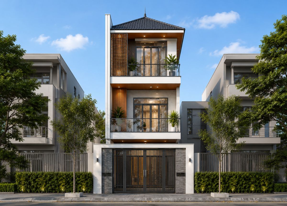 45+ Mẫu Thiết Kế Nhà 5x25 Đẹp, Hiện Đại Và Tối Ưu Công Năng Nhất 11 Mẫu thiết kế nhà 5x25 đẹp mái Nhật được nhiều gia đình yêu thích (Ảnh: Sưu tầm)