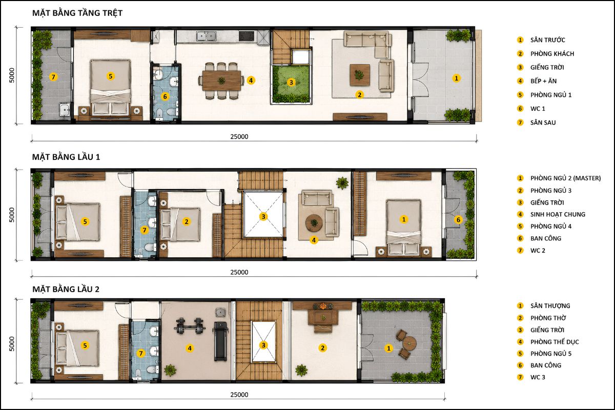 45+ Mẫu Thiết Kế Nhà 5x25 Đẹp, Hiện Đại Và Tối Ưu Công Năng Nhất 14 Bản vẽ mặt bằng nhà phố 5x25 đẹp cho gia đình nhiều thế hệ cùng sinh sống (Ảnh: Sưu tầm)