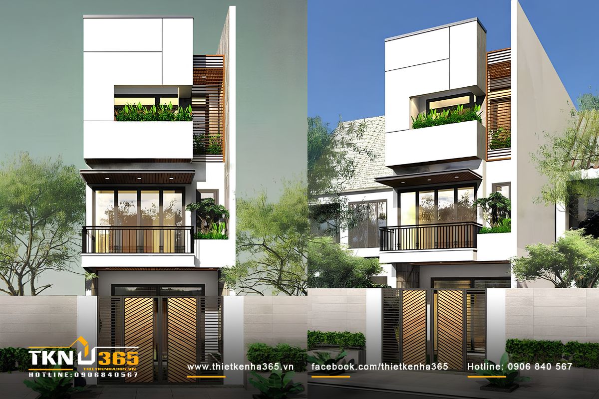 30+ Mẫu Thiết Kế Nhà 5x9m Đẹp, Hiện Đại Và Tối Ưu Diện Tích Nhỏ 10 Mẫu nhà 5x9 mái bằng gây ấn tượng với hình khối vuông vức gọn gàng