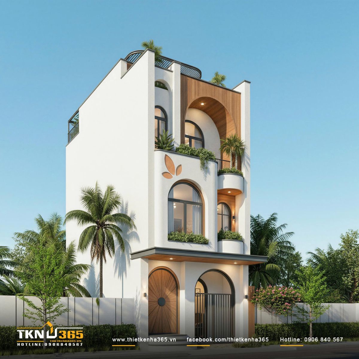 30+ Mẫu Thiết Kế Nhà 5x9m Đẹp, Hiện Đại Và Tối Ưu Diện Tích Nhỏ 16 Nhà 5x9 có sân thượng với nhiều cây xanh giúp tăng tính thẩm mỹ, giảm hấp thụ nhiệt