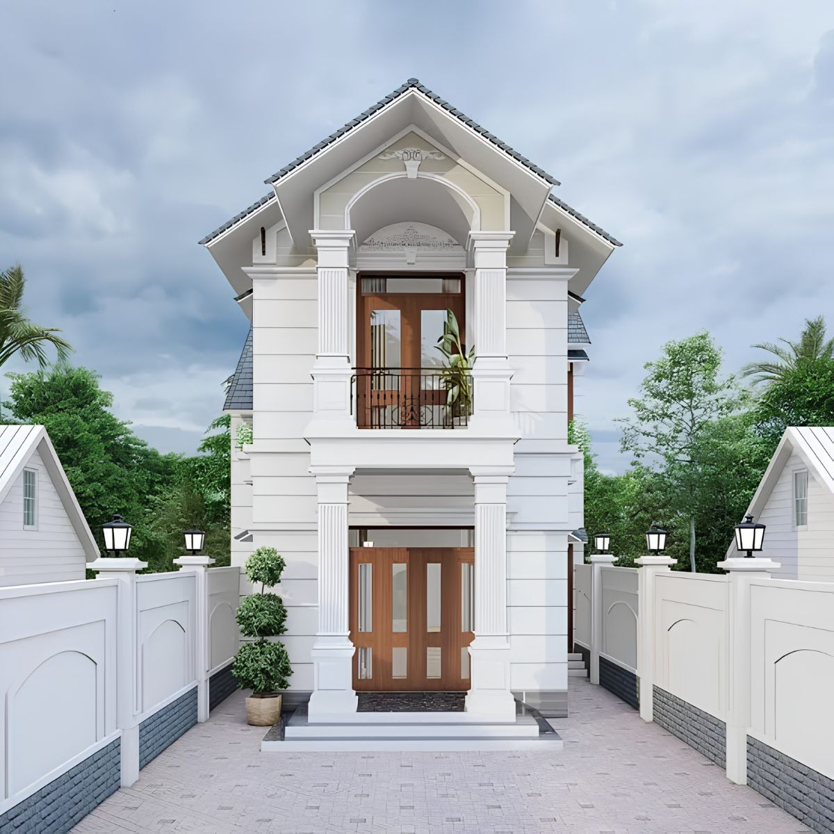 35+ Mẫu Nhà 1 Trệt 1 Lầu 3 Phòng Ngủ 1 Phòng Thờ Đẹp, Công Năng Khoa Học 9 Mẫu nhà 1 trệt 1 lầu 3 phòng ngủ 1 phòng thờ đẹp gây ấn tượng với hệ mái Thái cao ráo (Ảnh: Sưu tầm)