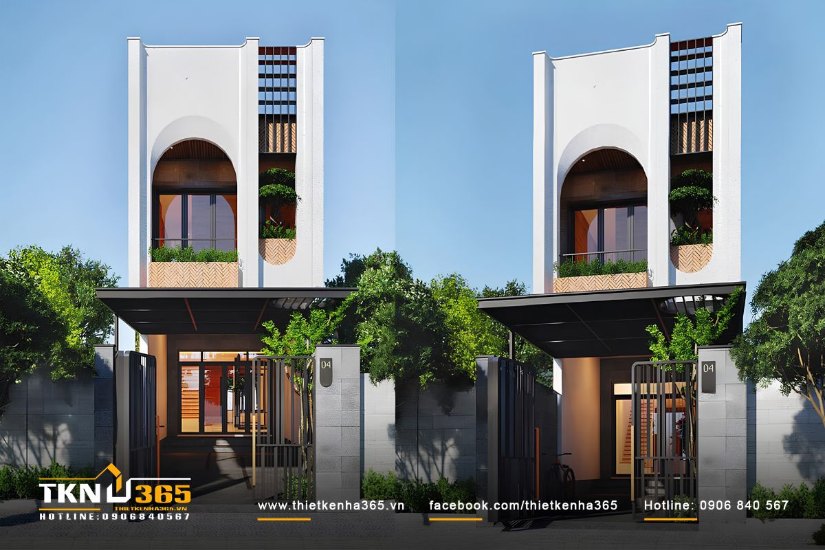 Mẫu nhà 1 trệt 1 lầu có sân thượng 5x14 thiết kế không gian mở rộng thoáng