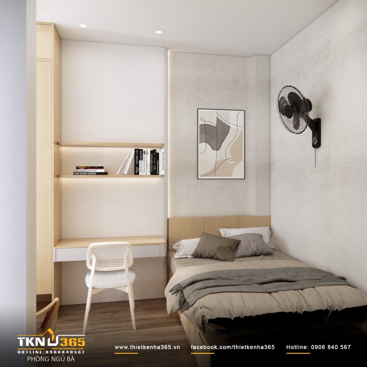 Mẫu nhà 2 tầng 3 phòng ngủ 5x14 bố trí 1 phòng ngủ dưới tầng trệt phù hợp với gia đình có người lớn tuổi