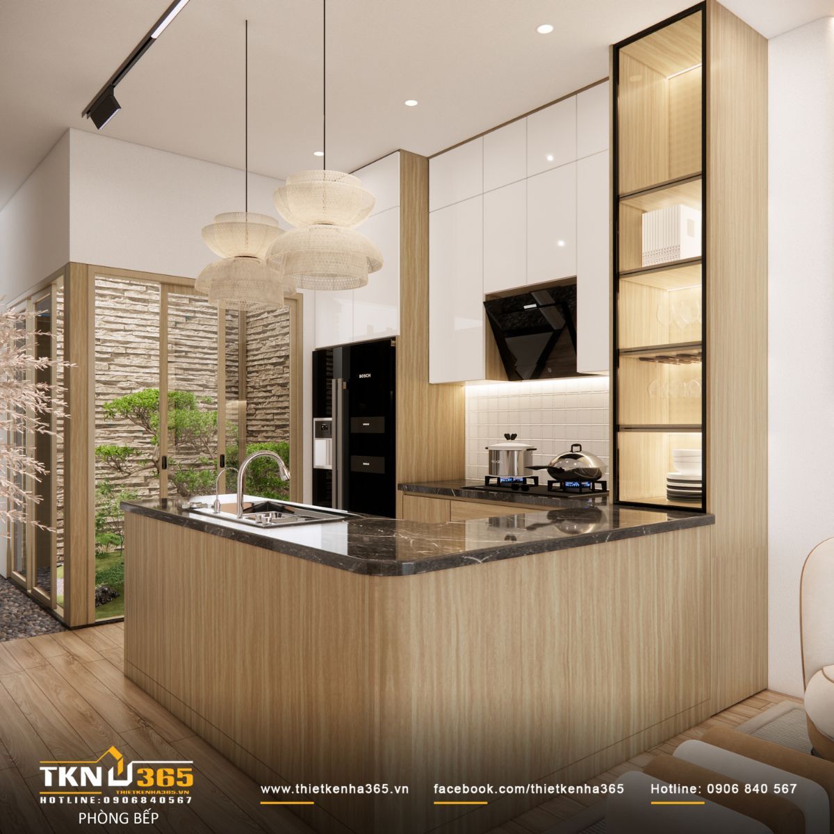 Mẫu nhà 1 trệt 1 lầu 3 phòng ngủ 5x14 kết hợp hài hòa giữa ánh sáng tự nhiên và nhân tạo, giúp không gian sống thoáng sáng và đảm bảo tính thẩm mỹ cao