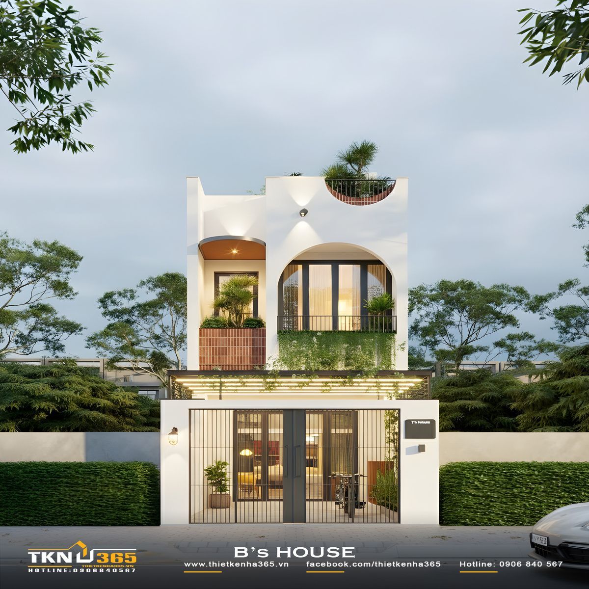 Mẫu nhà 1 trệt 1 lầu mái bằng 5x14 gây ấn tượng với thiết kế hiện đại cùng đường nét gọn gàng