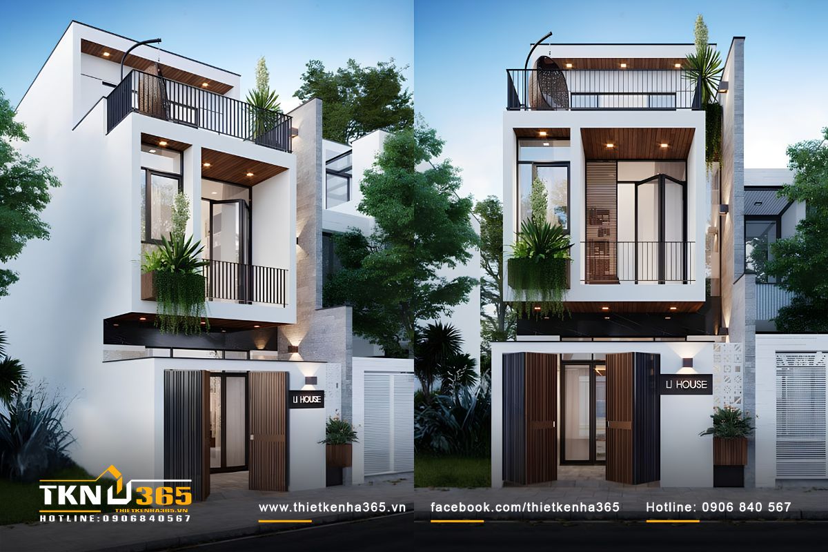 30+ Mẫu Nhà 1 Trệt 1 Lầu 4x13 Đẹp, Hiện Đại Và Tối Ưu Công Năng 10 Mẫu nhà 1 trệt 1 lầu có sân thượng 4x13 sở hữu mặt tiền tối giản với màu sắc trung tính