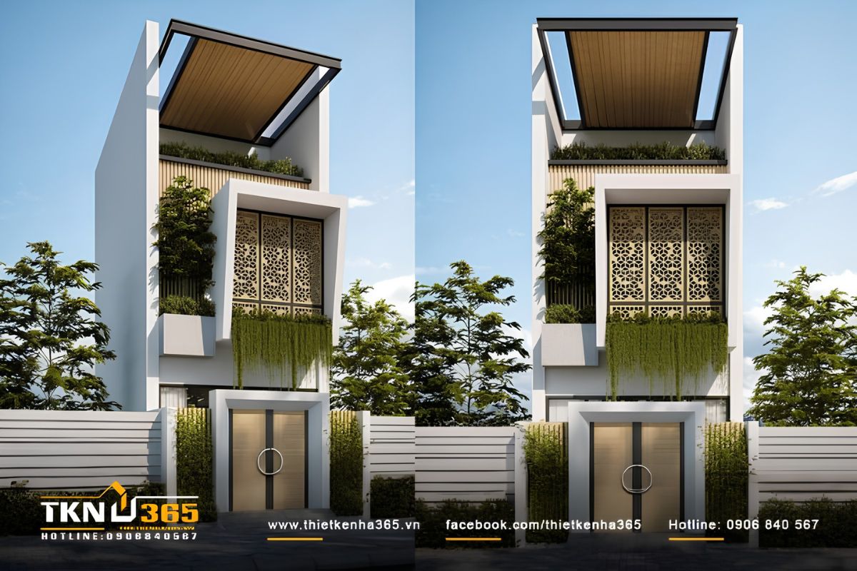 Mẫu nhà 1 trệt 2 lầu hiện đại 4x10 với 3 phòng ngủ rộng thoáng