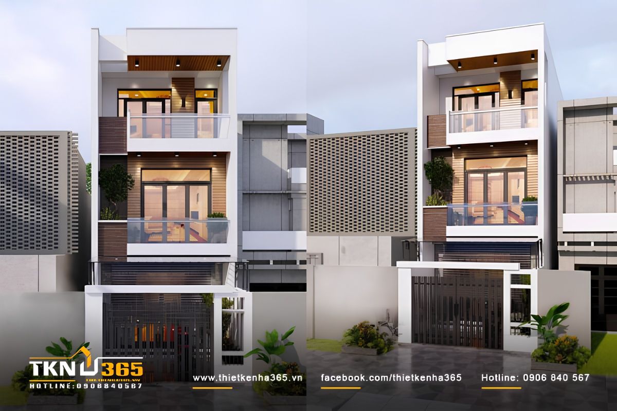 Mẫu nhà ống 4x10 đẹp 1 trệt 2 lầu với 4 phòng ngủ