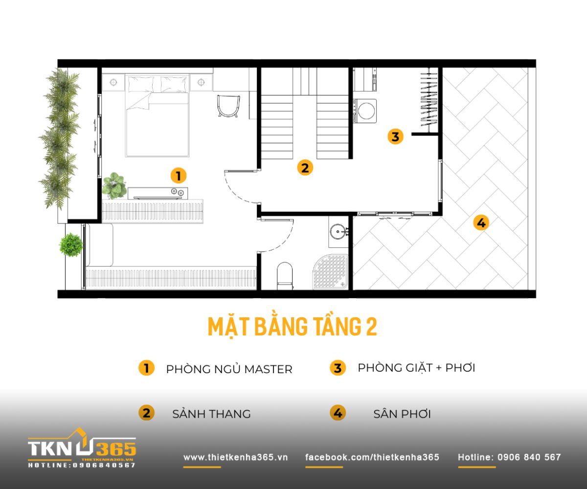 35+ Mẫu Nhà 1 Trệt 2 Lầu 5x14m Đẹp, Hiện Đại Và Tối Ưu Công Năng 13 Bản vẽ mặt bằng lầu 2 mẫu nhà 1 trệt 2 lầu 5x14m đẹp bố trí thêm 1 phòng ngủ cho gia đình đông thành viên