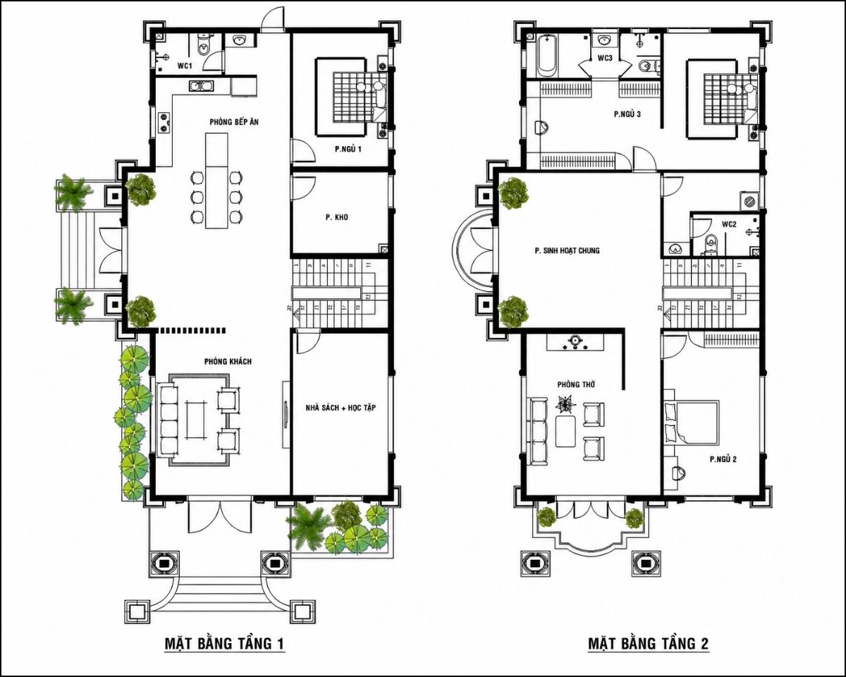25+ Mẫu Nhà Tân Cổ Điển 1 Trệt 1 Lầu Đẹp, Sang Trọng Và Không Lỗi Thời 14 Bản vẽ mặt bằng mẫu nhà tân cổ điển 1 trệt 1 lầu đẹp bố trí công năng khoa học, đáp ứng nhu cầu sử dụng linh hoạt của gia đình 4 - 6 thành viên (Ảnh: Sưu tầm)