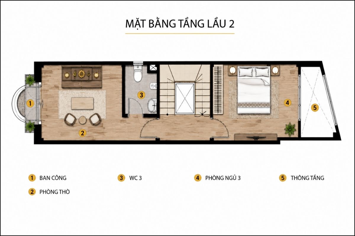 Bản vẽ nhà tân cổ điển 3 tầng có thể dành tầng trên cùng cho phòng thờ, phòng ngủ phụ và sân thượng (Ảnh: Sưu tầm)