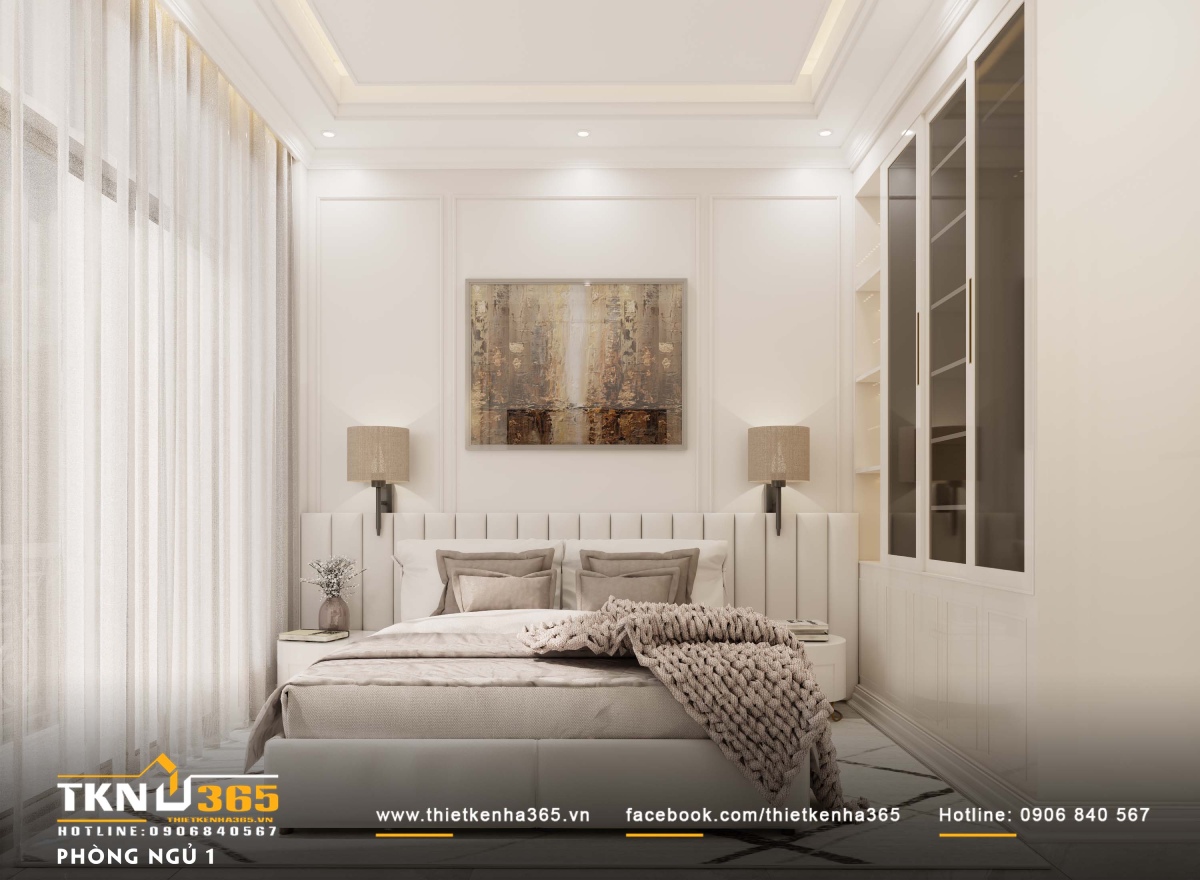 Số lượng phòng ngủ trong mẫu nhà 3 tầng tân cổ điển cần cân đối với diện tích sàn, số thành viên và nhu cầu sinh hoạt chung