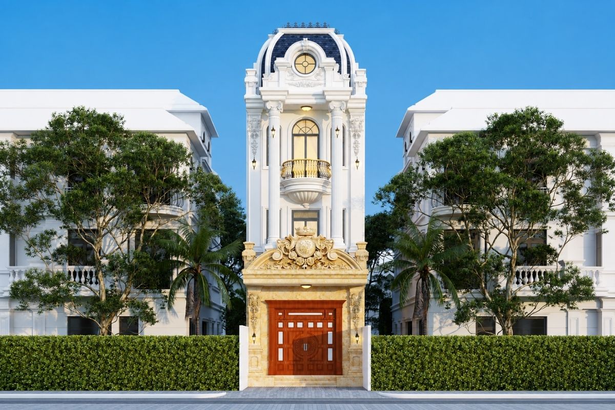 Một thiết kế nhà tân cổ điển 3 tầng đẹp cần dung hòa giữa mặt tiền, công năng, hệ mái, vật liệu và ngân sách để duy trì giá trị thẩm mỹ lâu dài (Ảnh: Sưu tầm)