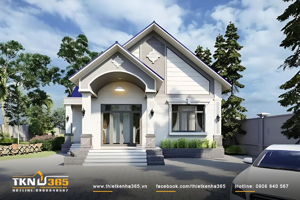 Mẫu thiết kế nhà mái Thái phong cách hiện đại với gam màu trung tính chủ đạo