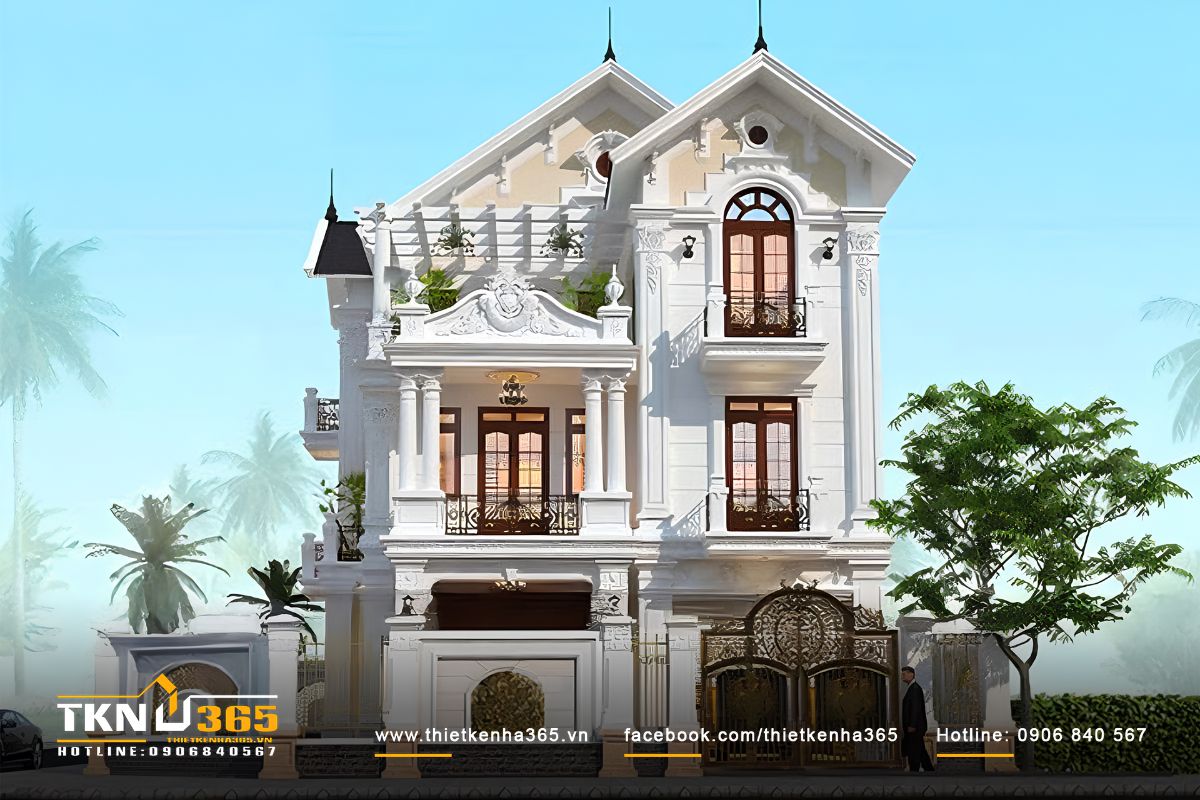 Mẫu thiết kế nhà mái Thái phong cách tân cổ điển